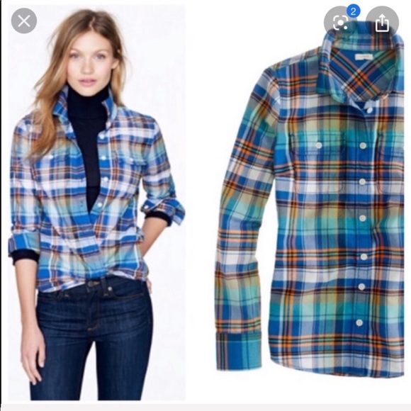 J.Crew | Boy Shirt Plaid heavyweight Twill - Picture 1 of 8